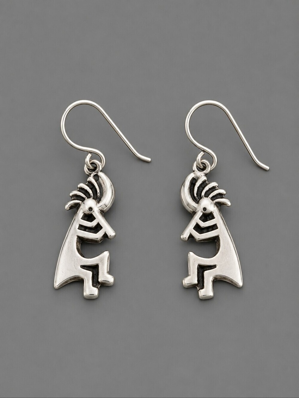 Alvin Thompson Navajo 925 Silver Kokopelli Dangle Earrings